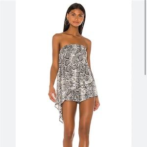 Jolie Strapless Romper in Grey Snake